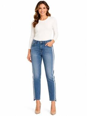 Kensie Women's Size 12/31 Blue Jeans Side Stripe Slim Ankle Denim